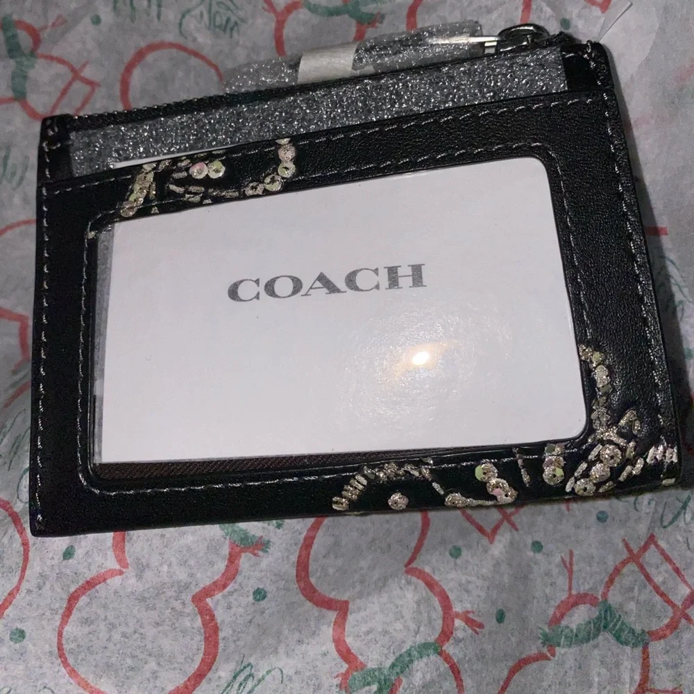 Coach Black Card Holder with Crystal silver Butterflies - Picture 9 of 9